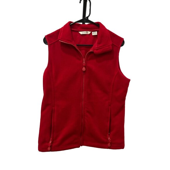 St. John's Bay Womens Red Fleece Vest Medium Full Zip Sleeveless - Picture 1 of 9